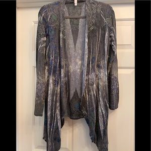 Women’s cardigan. Lightweight. Exhilaration XXL. Gray print